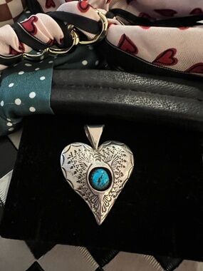 Sterling Silver Heart Pendant with Turquoise